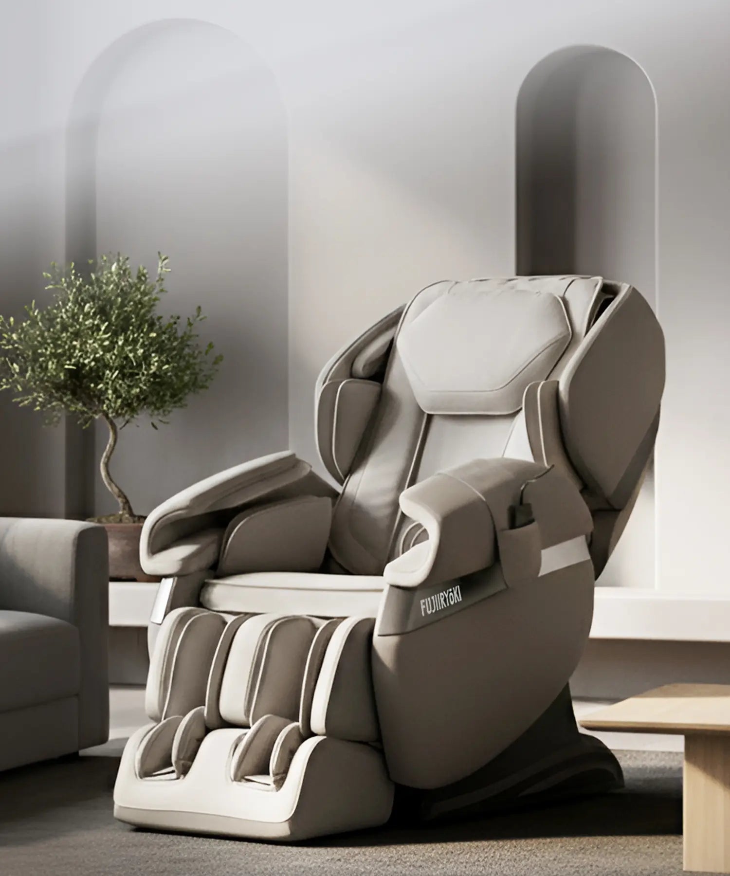 Fujiiryoki Calm Plus massage chair in Europe offering advanced full body relaxation and Japanese massage technology