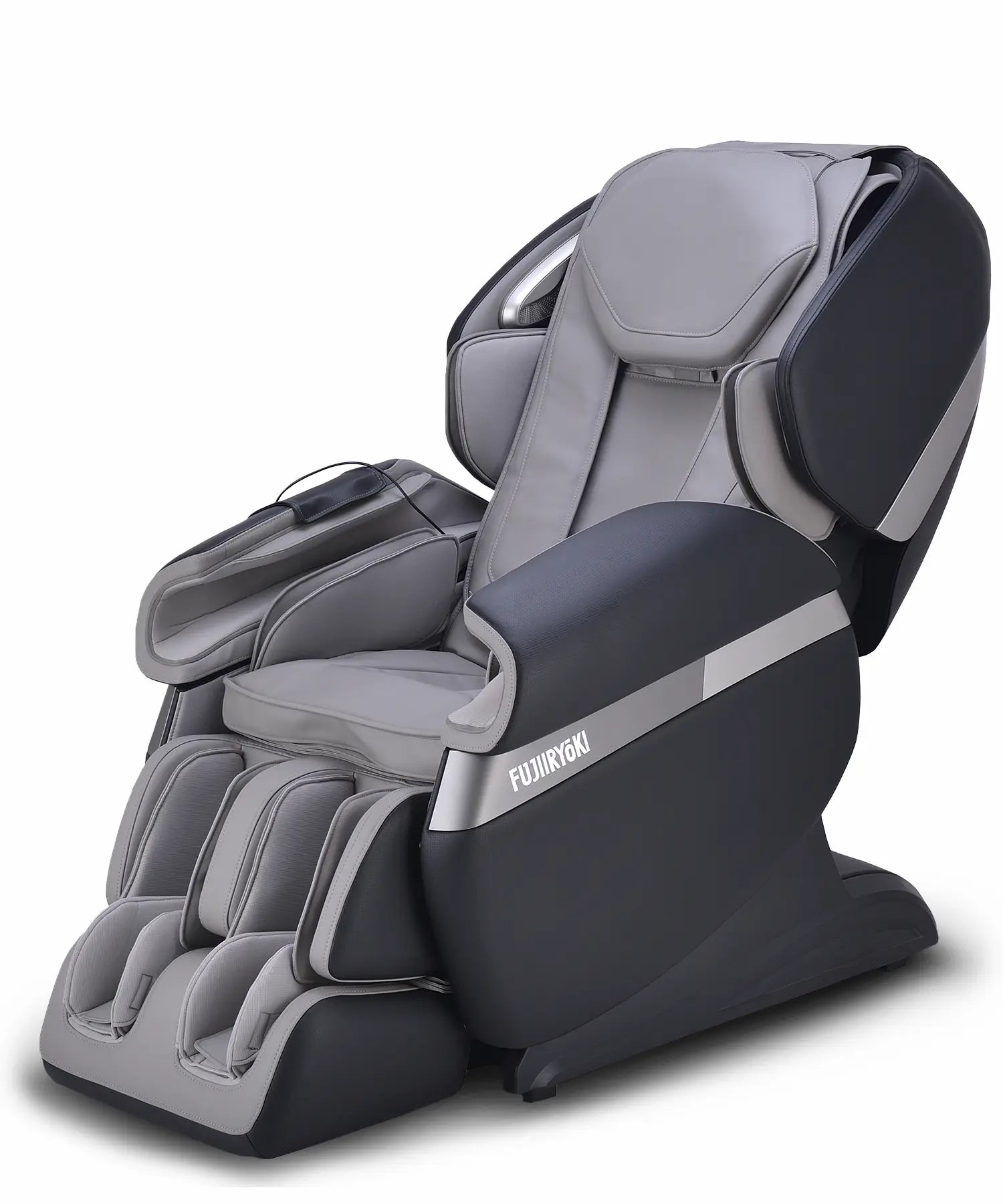 Right-side view of Fujiiryoki Calm Plus massage chair in Black, showcasing sleek design, innovative massage technology, and luxurious comfort for home wellness