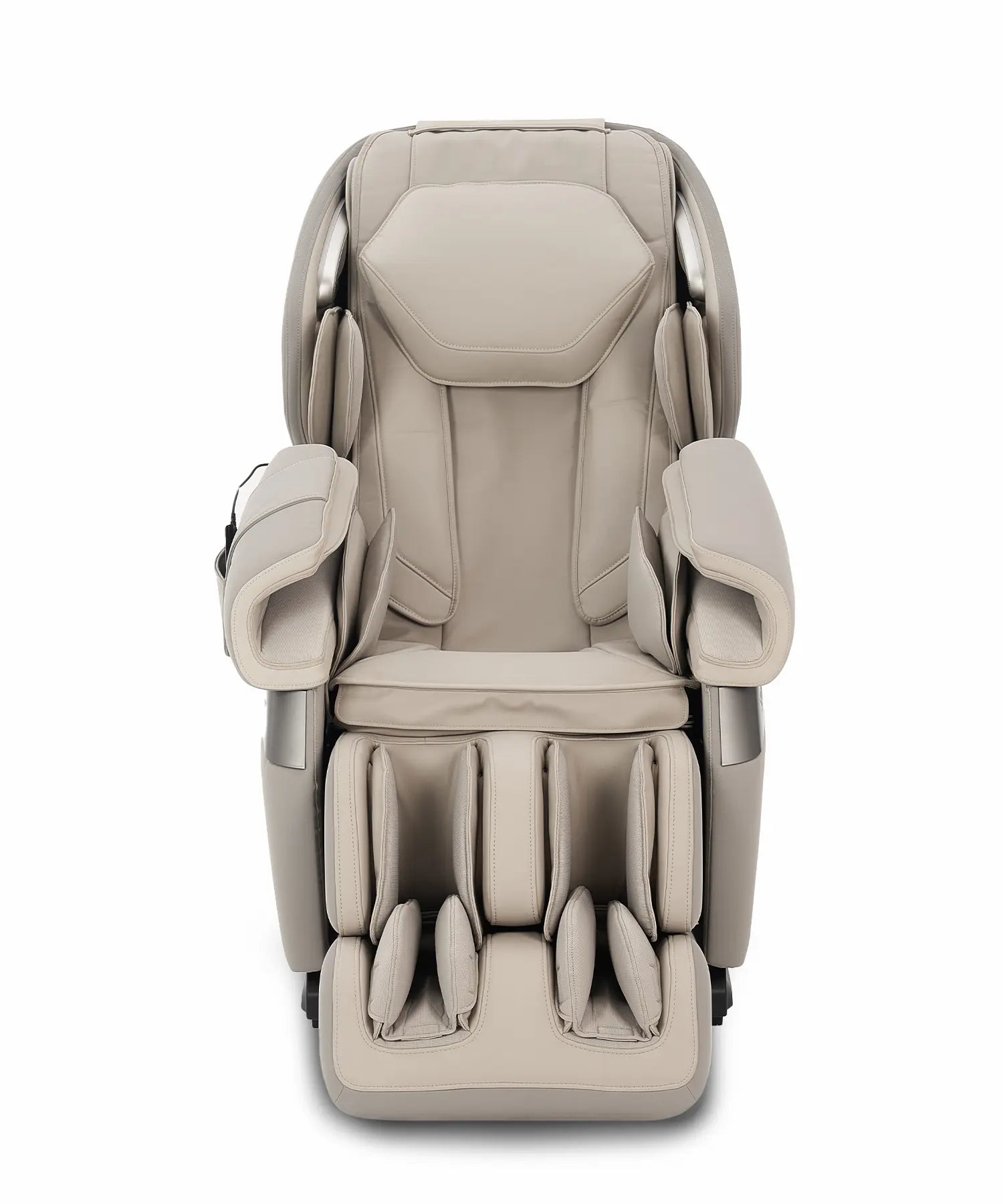 Fujiiryoki Calm Plus massage chair in Gray, front view showcasing sleek modern design, full-body massage functions, and premium comfort for home relaxation