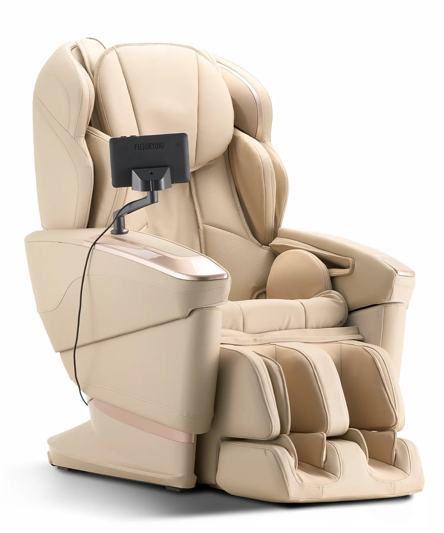 Left-side view of the Fujiiryoki JP-4000 Limited Edition massage chair, showcasing its refined silhouette, exclusive detailing, and high-end Japanese engineering for advanced home wellness