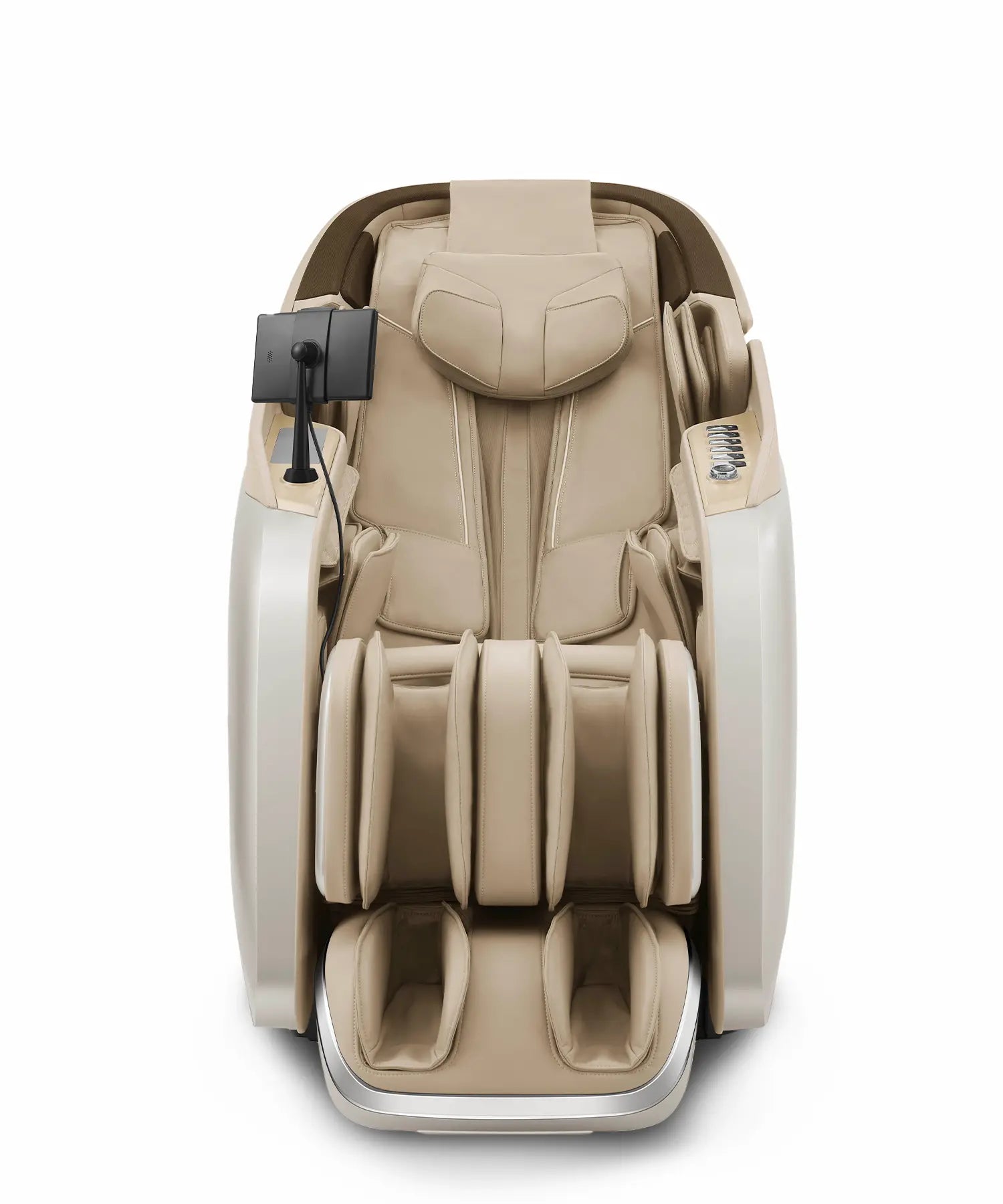 Front view of Fujiiryoki Relax PRO massage chair in Beige, offering a luxurious, full-body massage experience that promotes relaxation, reduces stress, and enhances home wellness