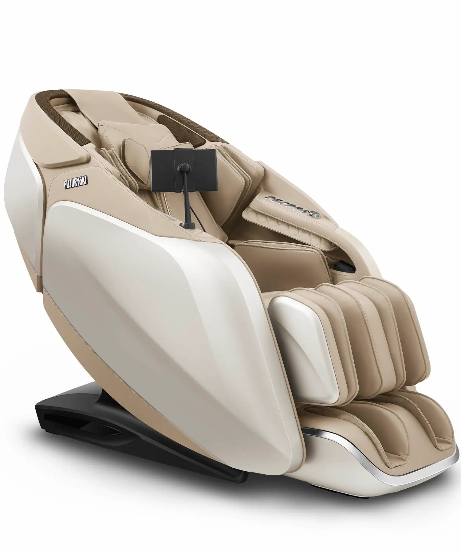 Left-side view of Fujiiryoki Relax PRO in Beige, designed to deliver soothing full-body massages that relieve tension, improve circulation, and create a spa-like experience at home