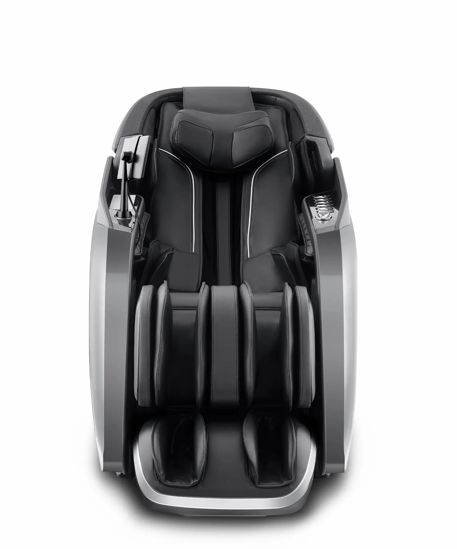 Front-facing Fujiiryoki Relax PRO massage chair in Black, designed for everyday home use with structured full-body support, intuitive controls, and durable Japanese construction