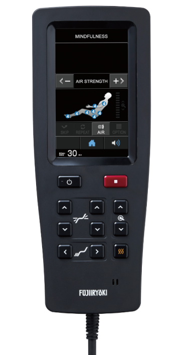 Fujiiryoki JP-3000 massage chair with ergonomic remote control for customized massage settings